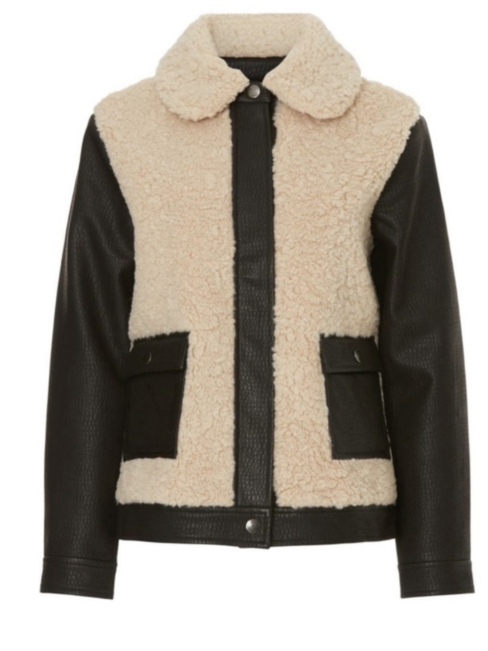 Peter Som Collective Sherpa Faux Leather Jacket coat size Large NEW - Picture 3 of 9
